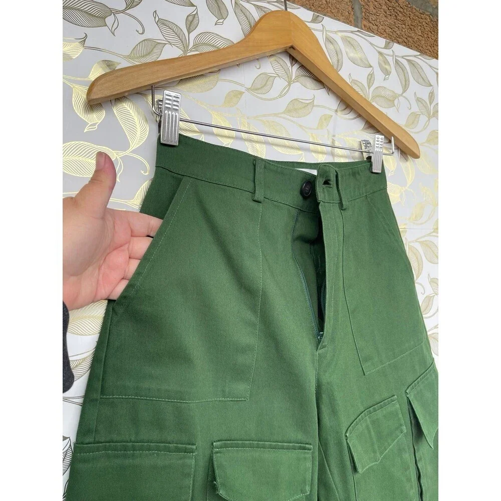 The Frankie Shop Green Cargo Pants | XS 100% Cotton Utilitarian Trousers